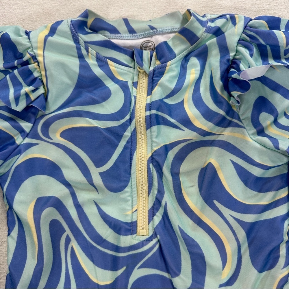 Wonder Nation Blue and Teal- 1 Piece Rash guard Swimsuit Sz 5T - Picture 2 of 7